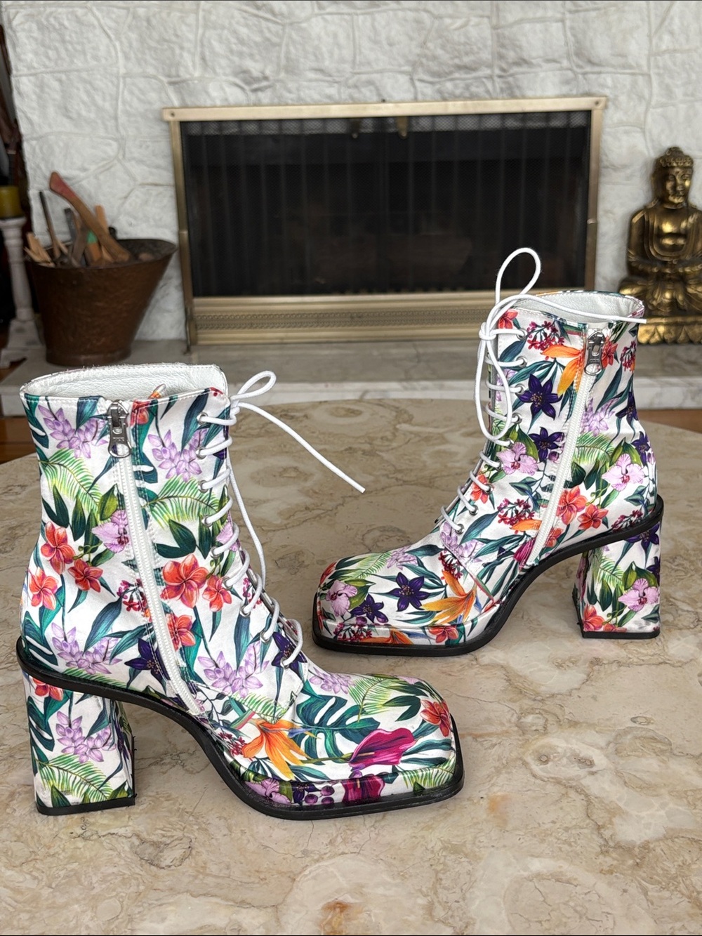 L’Intervalle Botanical Satin Platform Lace-Up Ankle Boots – Size 38 - Picture 6 of 14